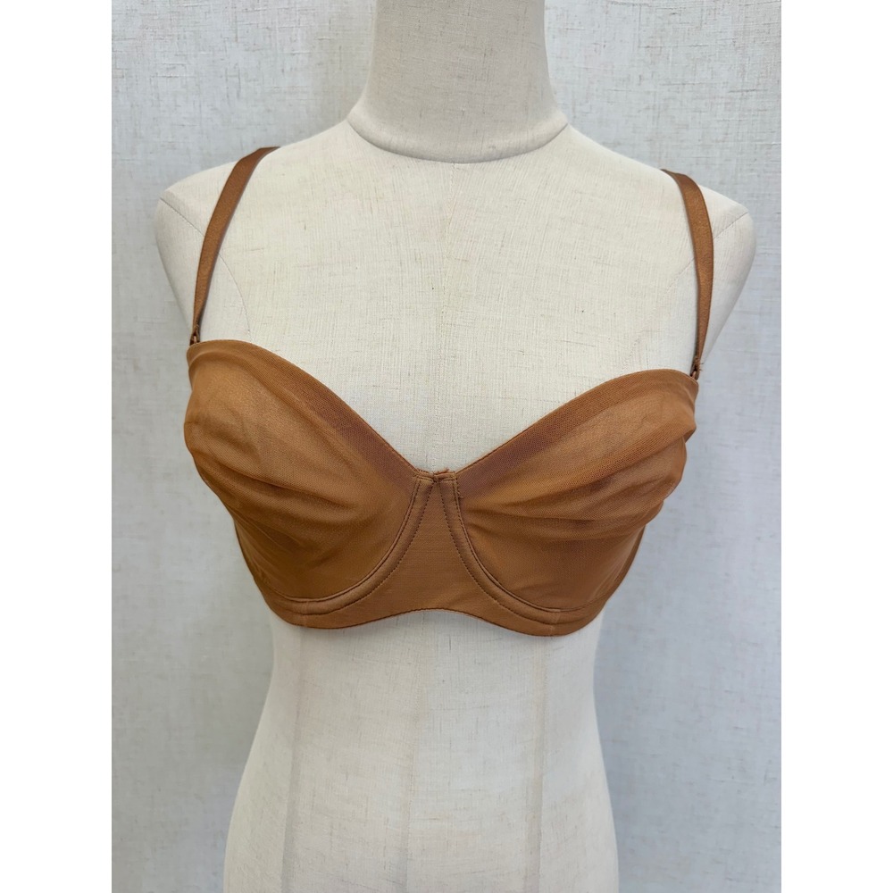 SKIMS Ultra Fine Mesh Underwire Strapless Convertible Bra Bronze Brown Size 34D